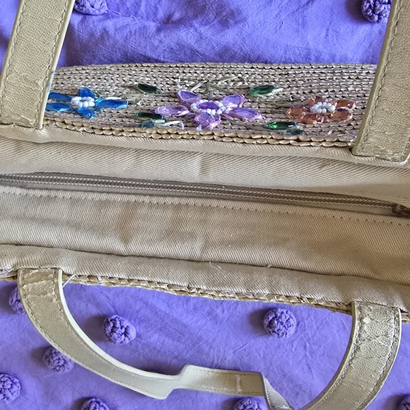 Floral Bejeweled Woven Purse - Picture 7 of 10